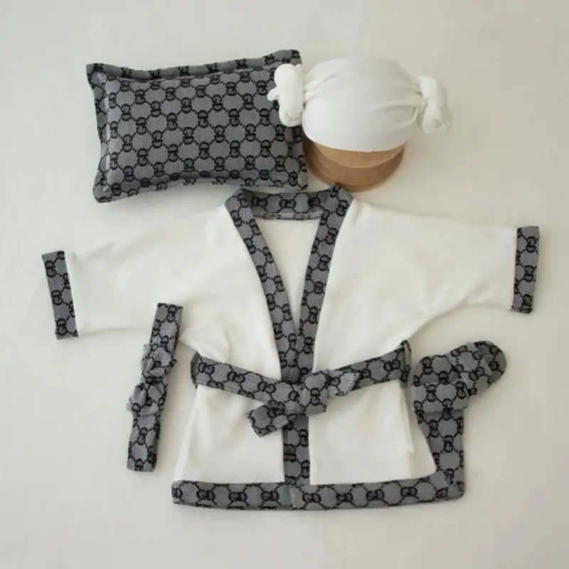 Newborn Photography Luxury Bathrobe Slippers Pillow Set - Image 3